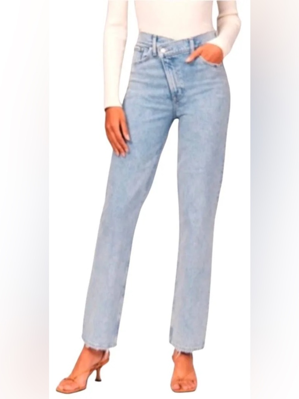 ABERCROMBIE & FITCH THE 90’S STRAIGHT ULTRA HIGH RISE CRISS CROSS JEANS